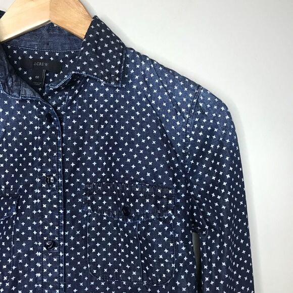 J. Crew Sz 00 Denim Button Up Shirt - Picture 1 of 5